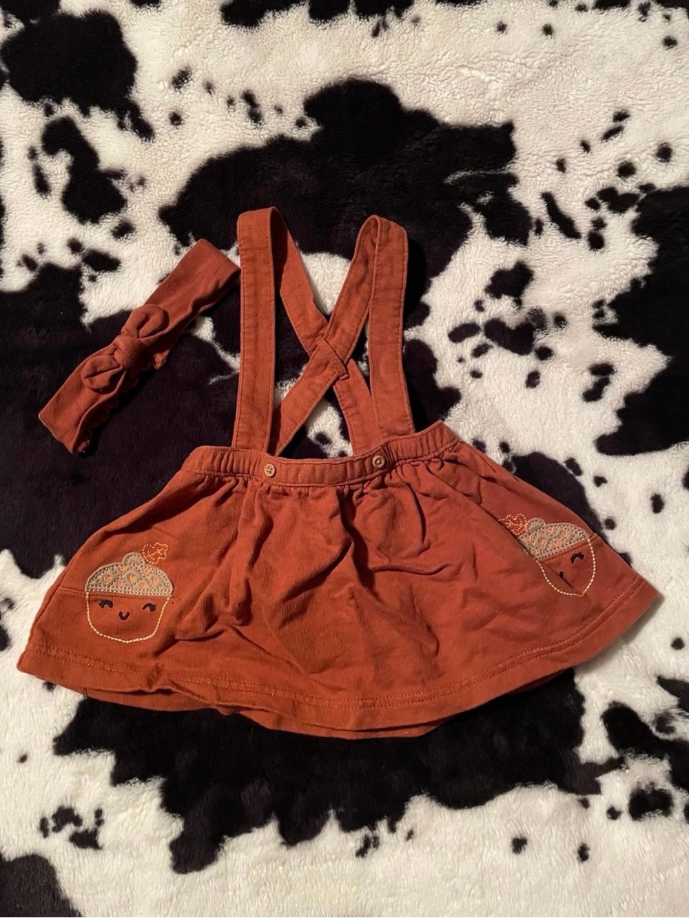 Carter’s Acorn Infant Suspender Skirt with Bow Size 9 Months